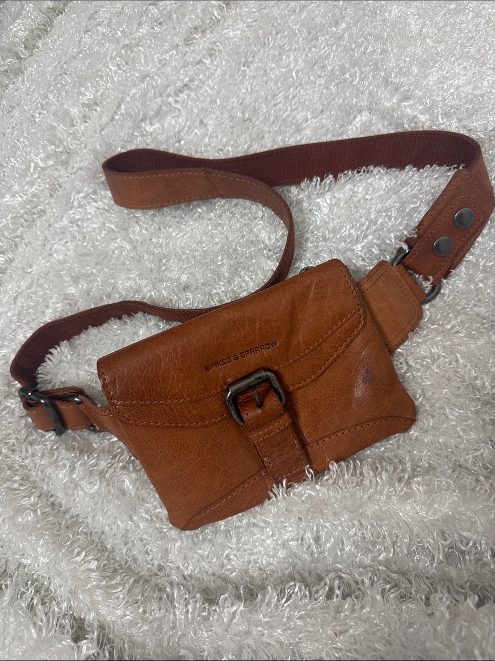 Spikes & sparrow brown leather belt bag